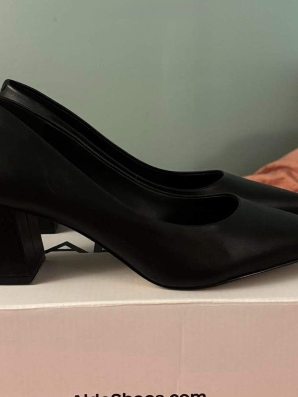 Aldo Black Chunky Heel Pumps